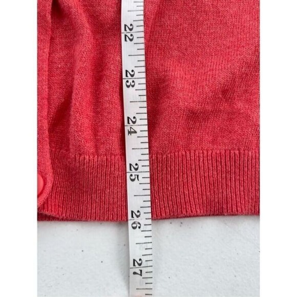 S3 Y2K VTG Banana Republic Coral Ruffle Cardigan Sweater Romantic Size L - Picture 5 of 7